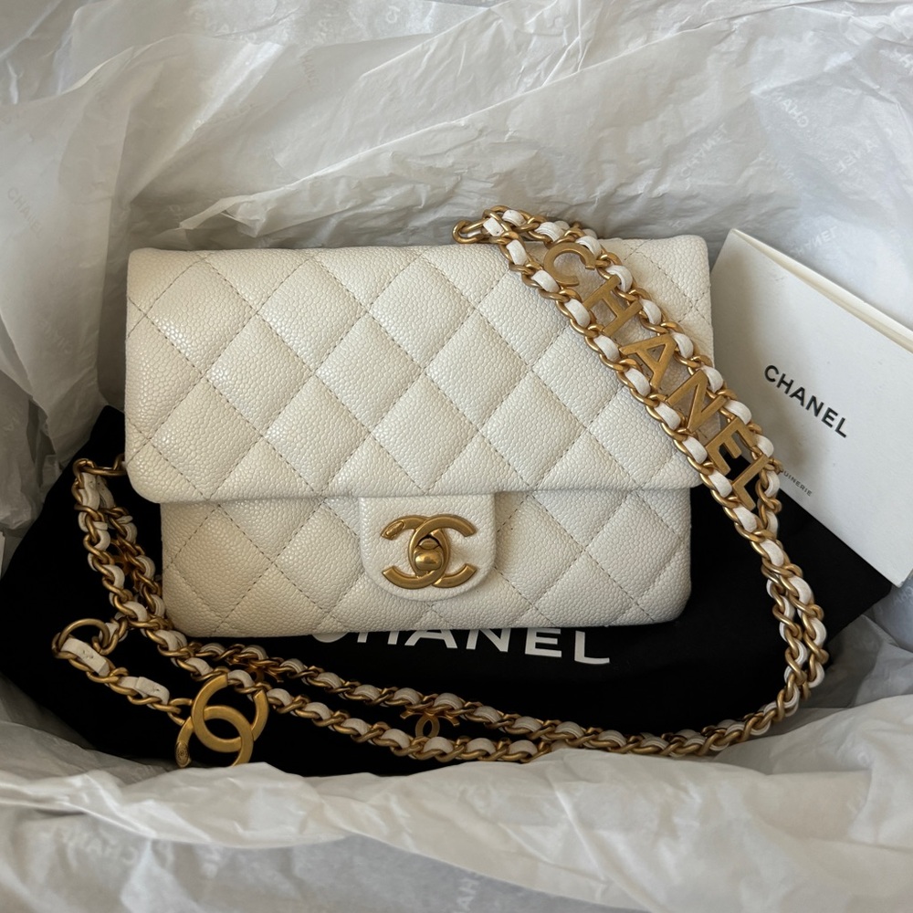 Chanel White Quilted Leather Waist Bag Gold Turn lock CC Hardware